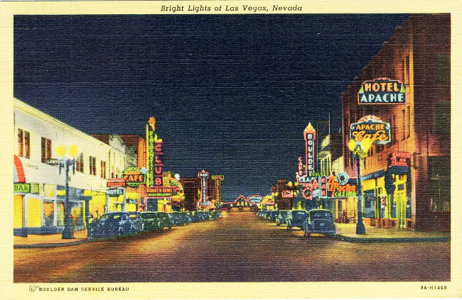 Bright lights of Las Vegas postcard