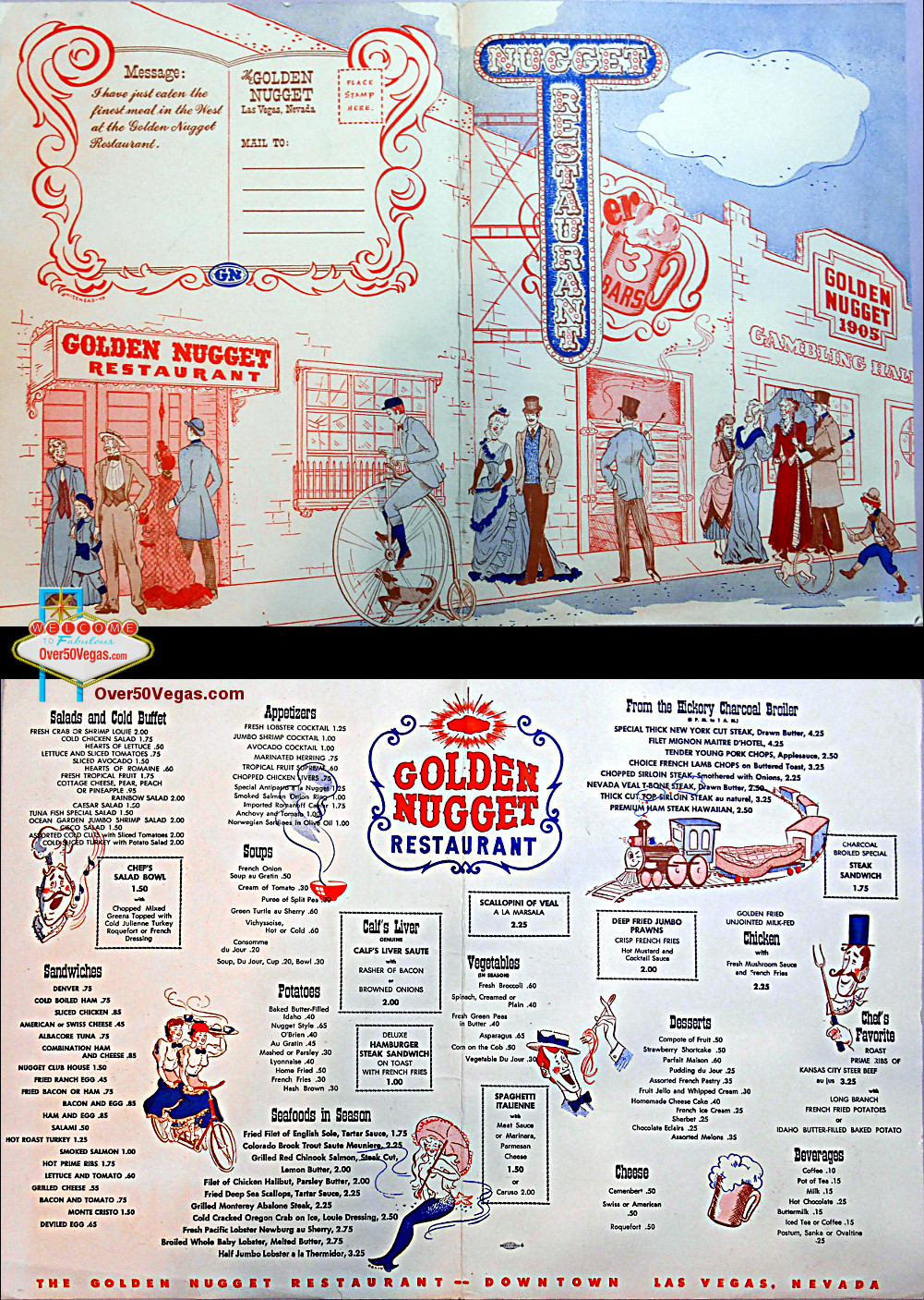 Golden Nugget  Las Vegas  old menu