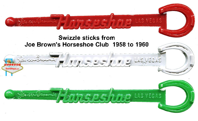 Colorful swizzle sticks from Joe Brown's Horseshoe Club 1958 to 1960