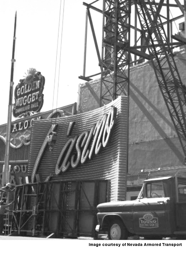 Lucky Casino sign was erected by the Young Electric Sign Company 
Image courtesy of Nevada Armored Transport 